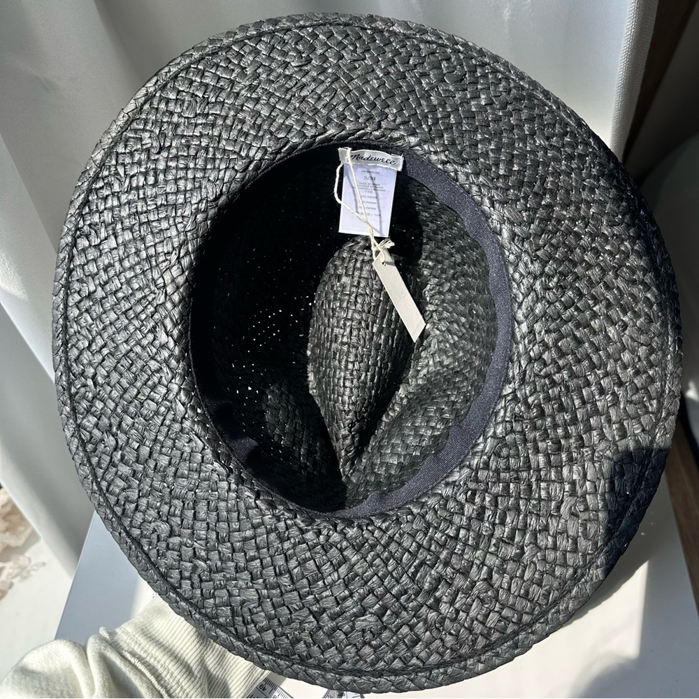 Madewell Black Braided Straw Fedora Hat - Picture 4 of 7